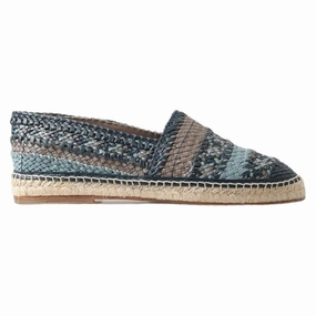 Espadrilles Edicion Limitada Dolce & Gabbana Blue Gray Leather Buffalo Espadrille Shoes