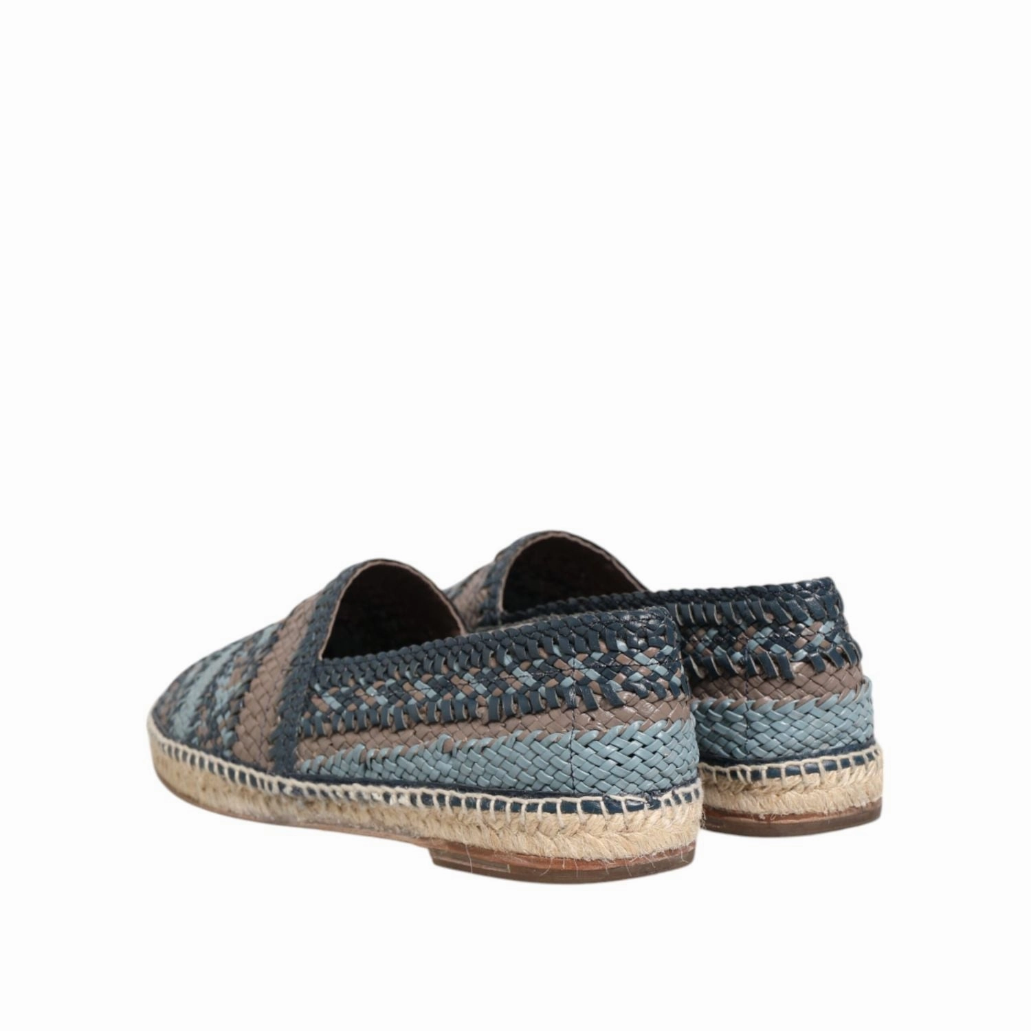 Dolce & Gabbana Blue Gray Woven Leather Buffalo Espadrille Shoes Espadrilles With Shorts