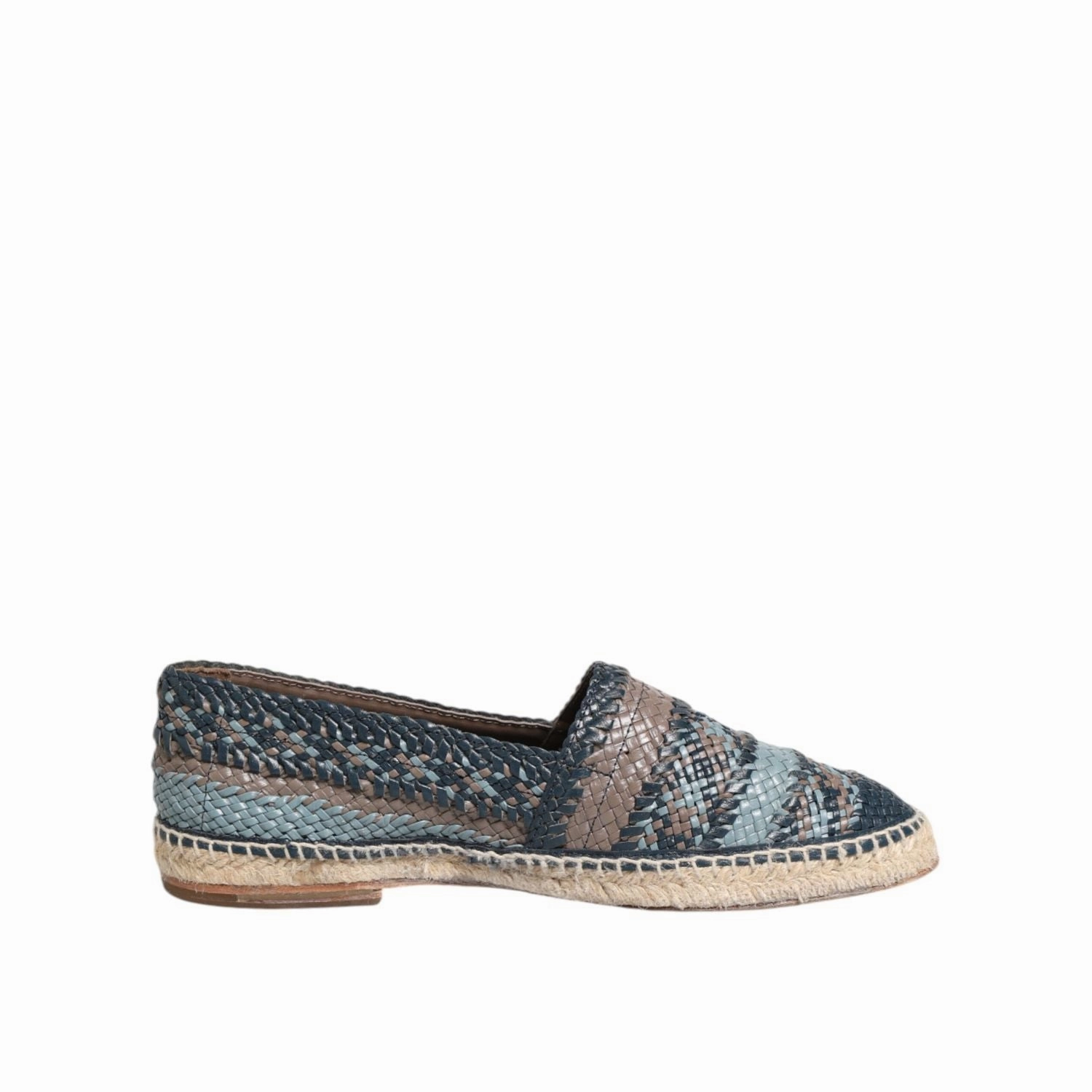 Espadrille De Venise Dolce & Gabbana Blue Gray Woven Leather Buffalo Espadrille Shoes