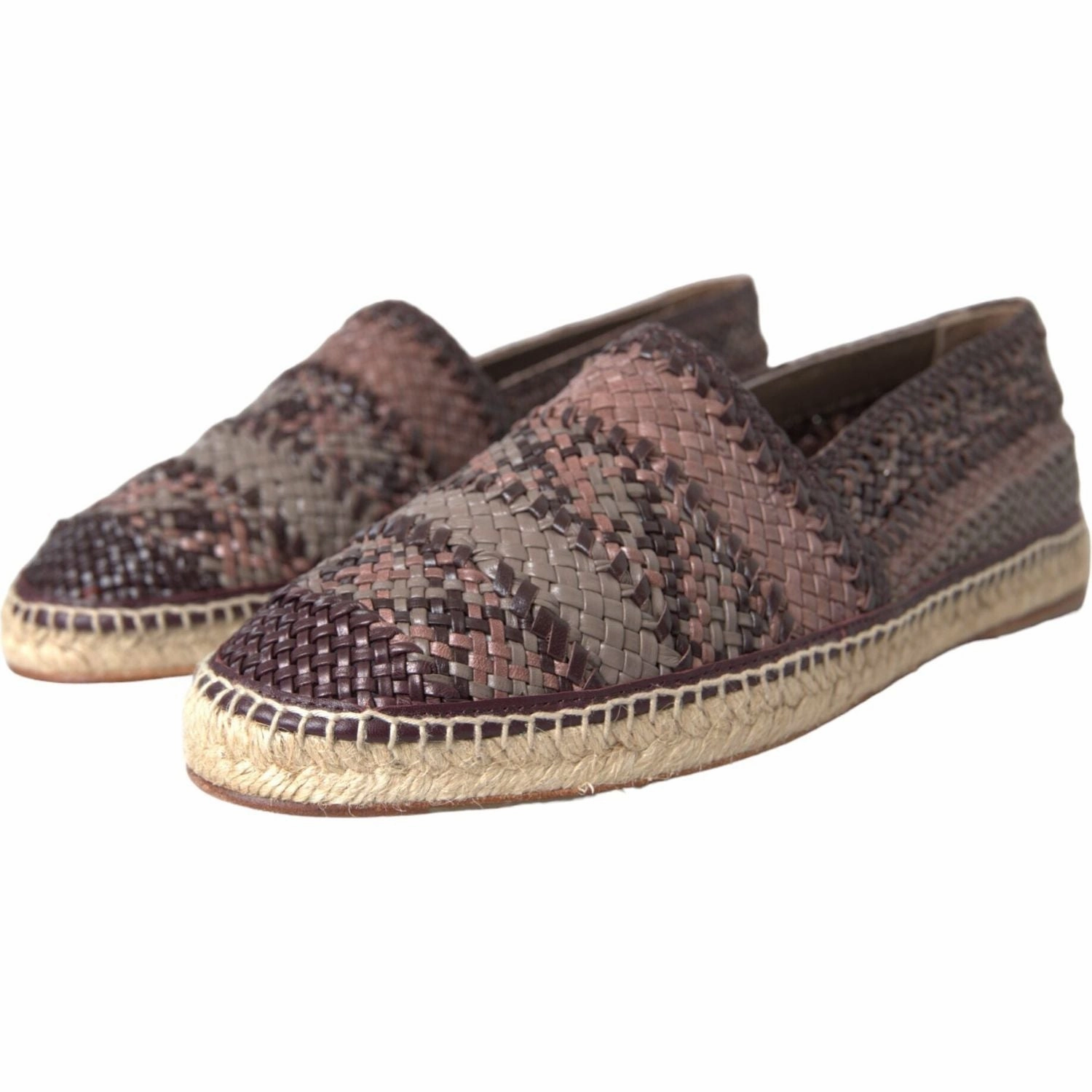 Polo Assn Espadrilles Dolce & Gabbana Brown Buffalo Leather Espadrille Flats Shoes