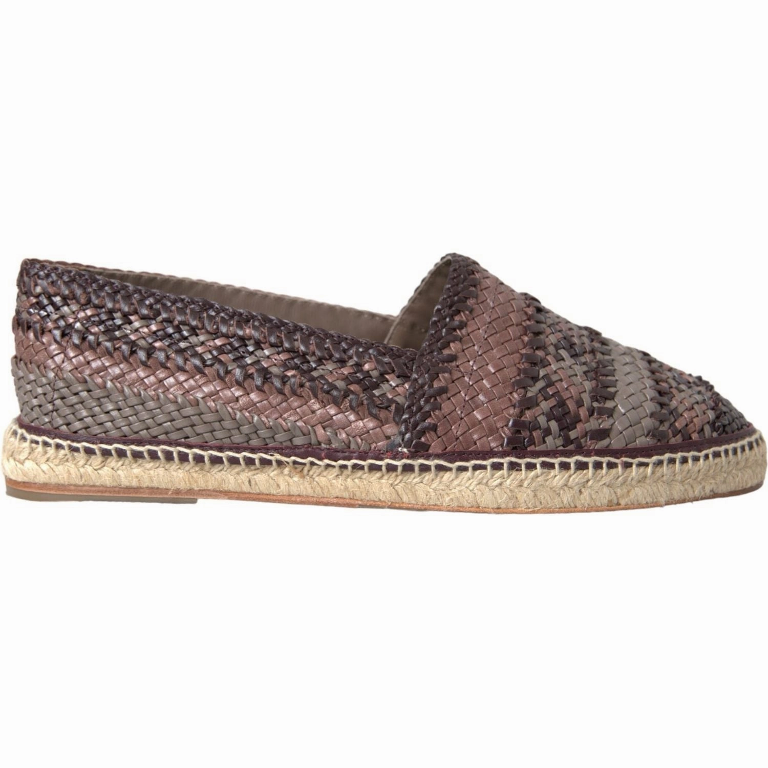 Dolce & Gabbana Brown Buffalo Leather Espadrille Flats Shoes Children's Espadrilles