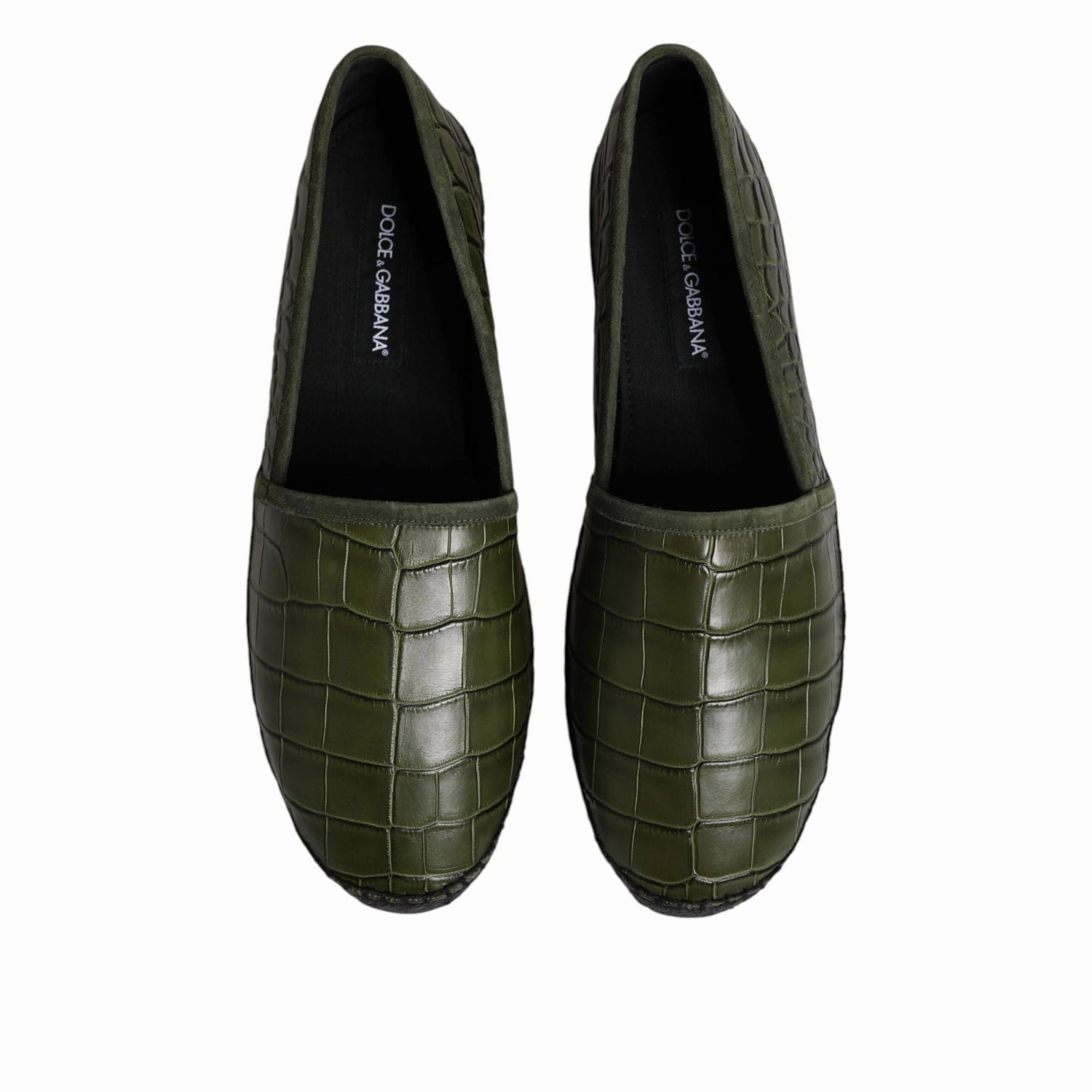 Shopbop Espadrilles Dolce & Gabbana Green Exotic Leather Espadrilles Slip On Shoes