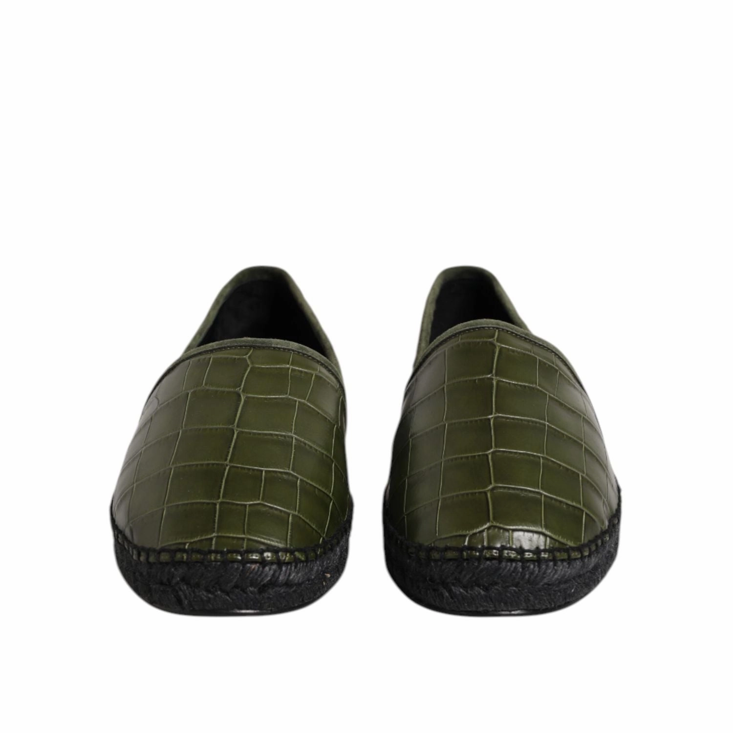 Dolce & Gabbana Green Exotic Leather Espadrilles Slip On Shoes Ankle Strap Espadrille Shoes