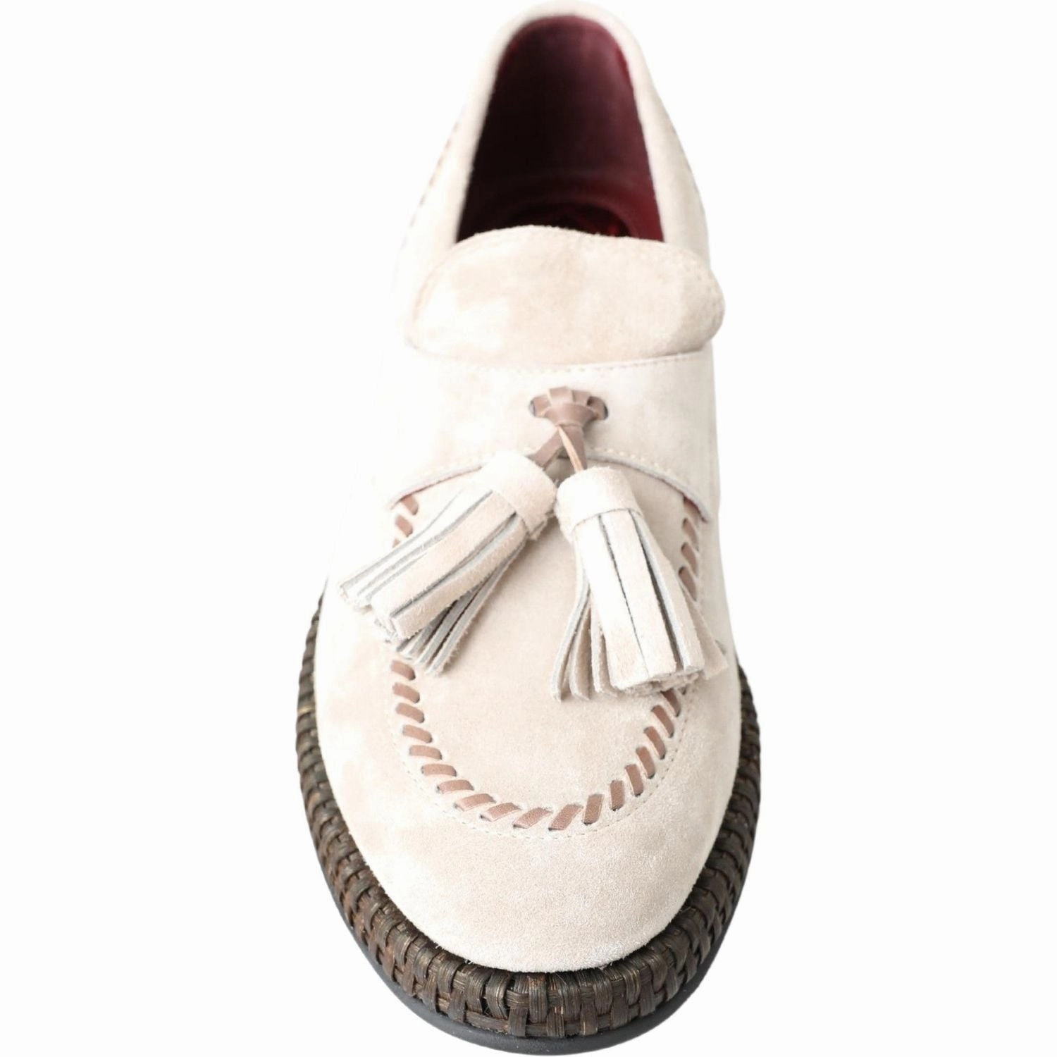 Dolce & Gabbana Ivory Suede Leather Men Espadrille Shoes Wedge Espadrille Heels