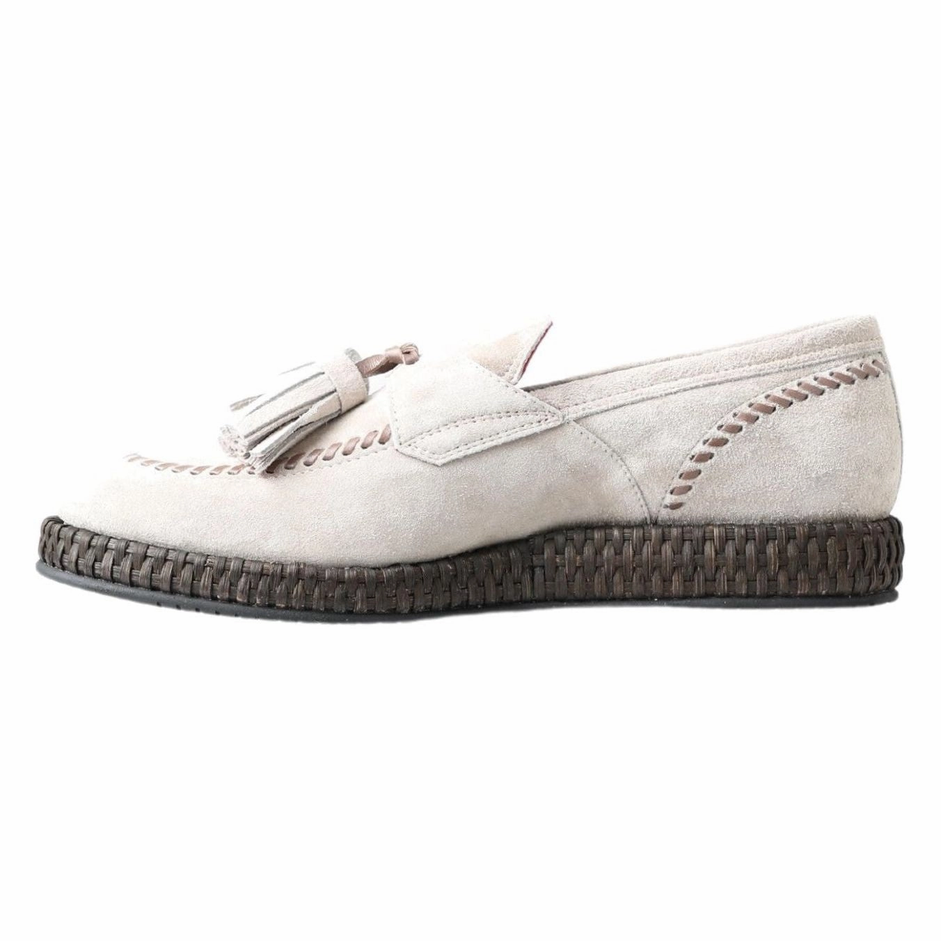 Dolce & Gabbana Ivory Suede Leather Men Espadrille Shoes Espadrille Platform Slide
