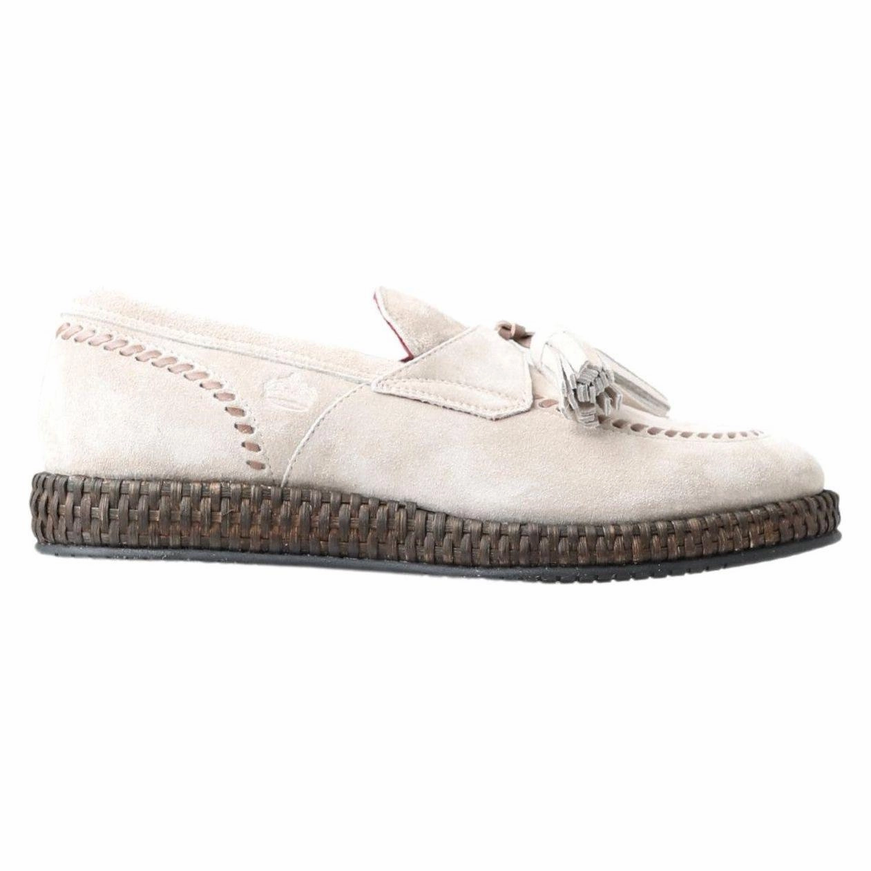 Dolce & Gabbana Ivory Suede Leather Men Espadrille Shoes Burberry Flat Espadrille