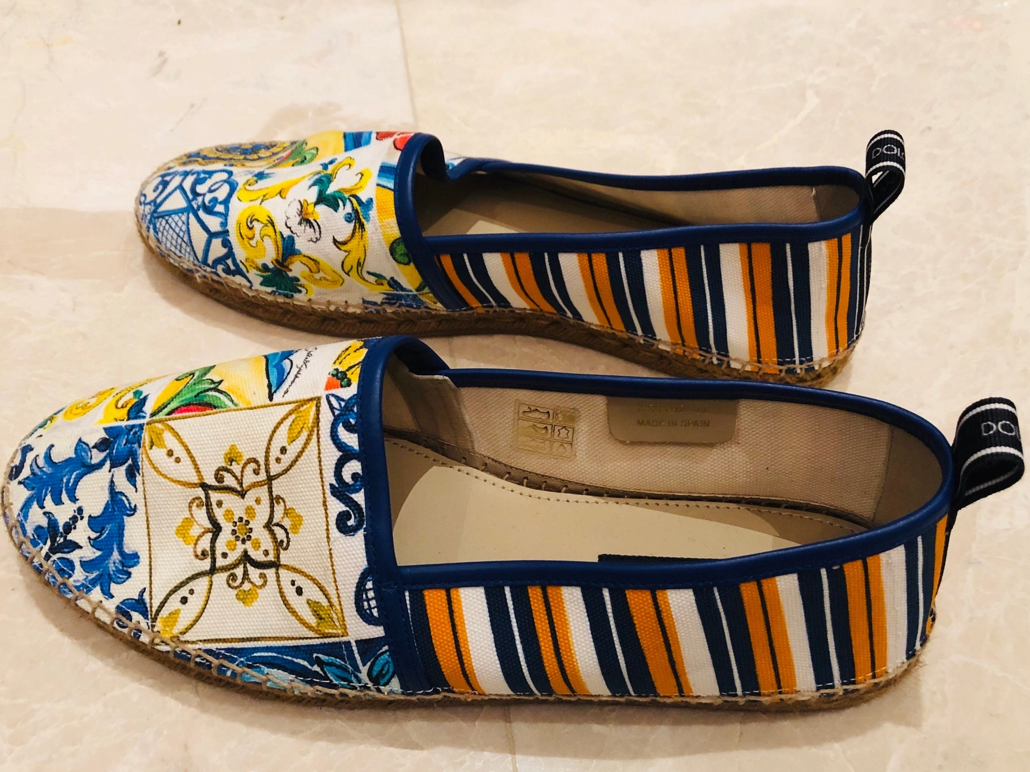Dolce & Gabbana Maiolica Canvas Espadrilles Sz 11 Canister Espadrilles
