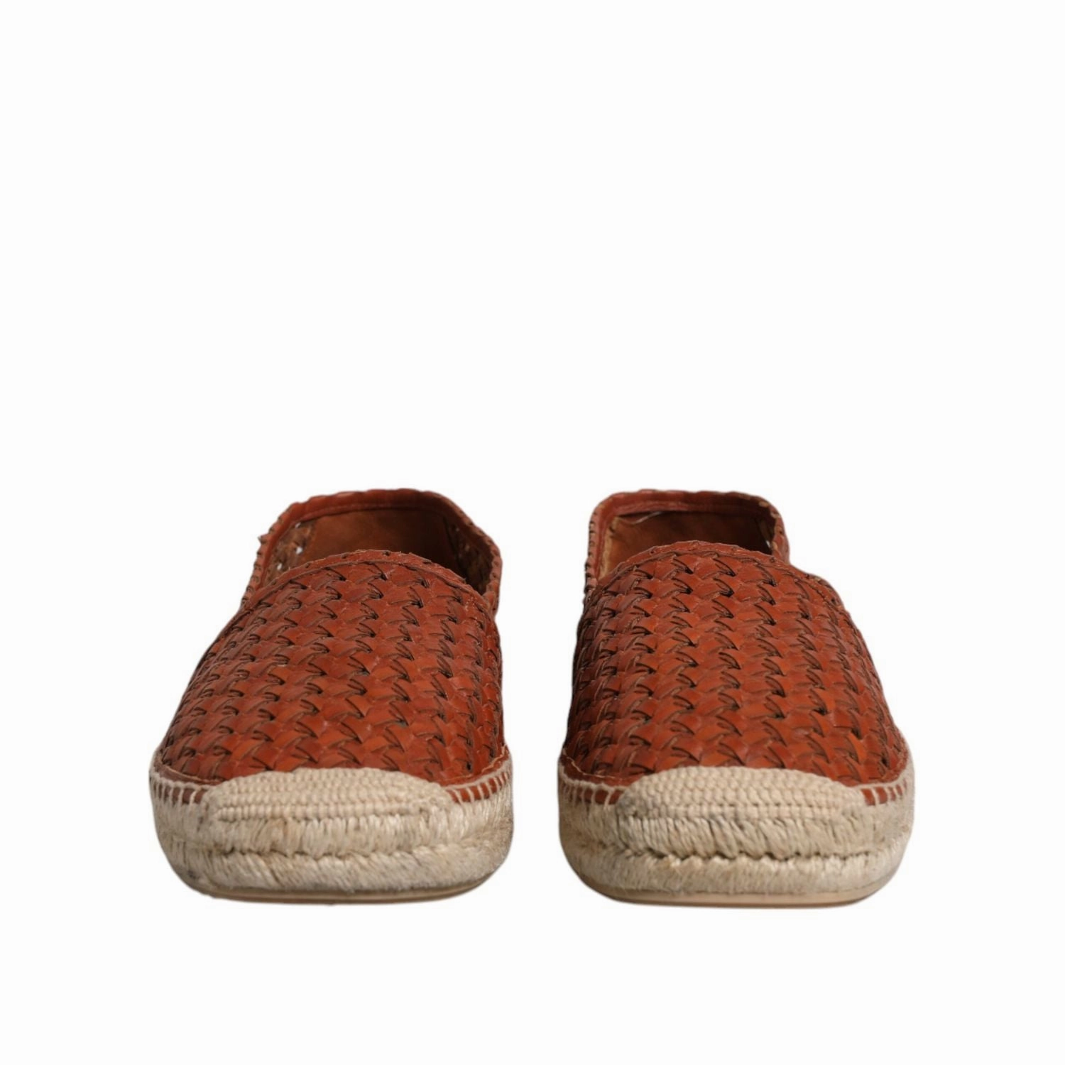 Dolce & Gabbana Maroon Woven Leather Men Espadrille Shoes Maje Espadrilles