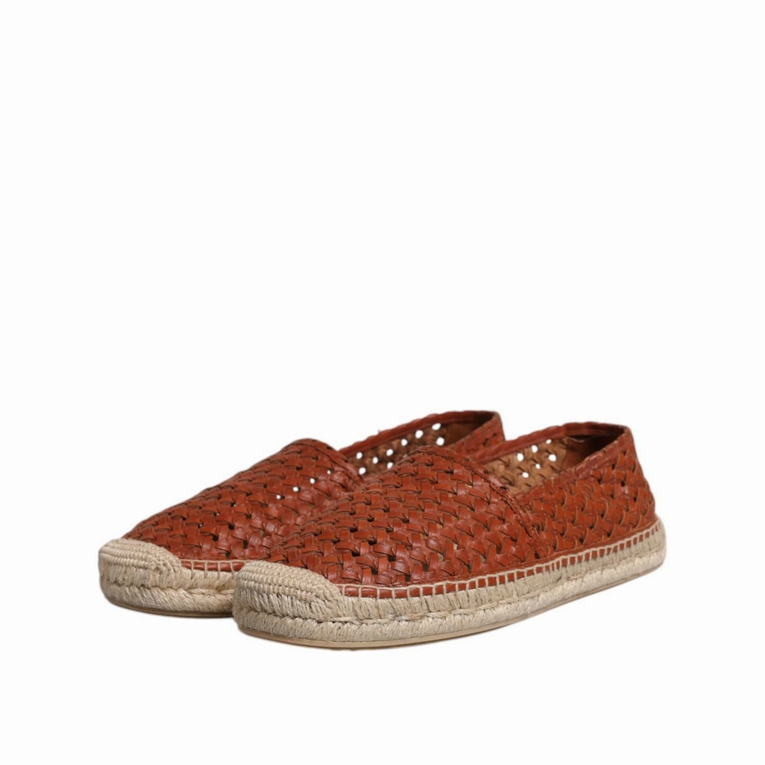 Dolce & Gabbana Maroon Woven Leather Men Espadrille Shoes Comfy Wedge Espadrilles