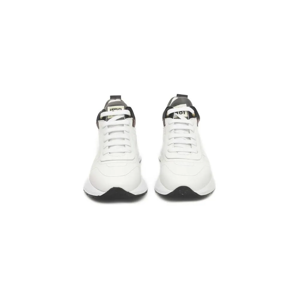 Cerruti 1881 White Leather Women Sneaker Sneakers And A Dress