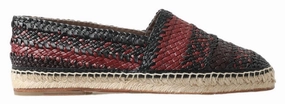 Espadrille Sandals Flats Black Bordeaux Buffalo Leather Espadrille Shoes