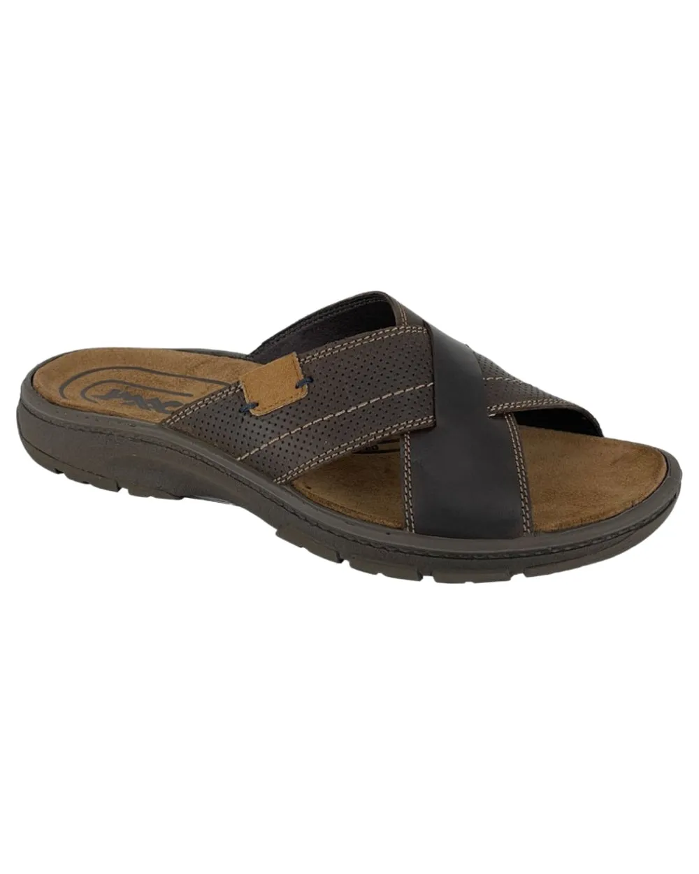 Imac Mens Waxy Leather Crossover Mule Sandals Orson Sandals
