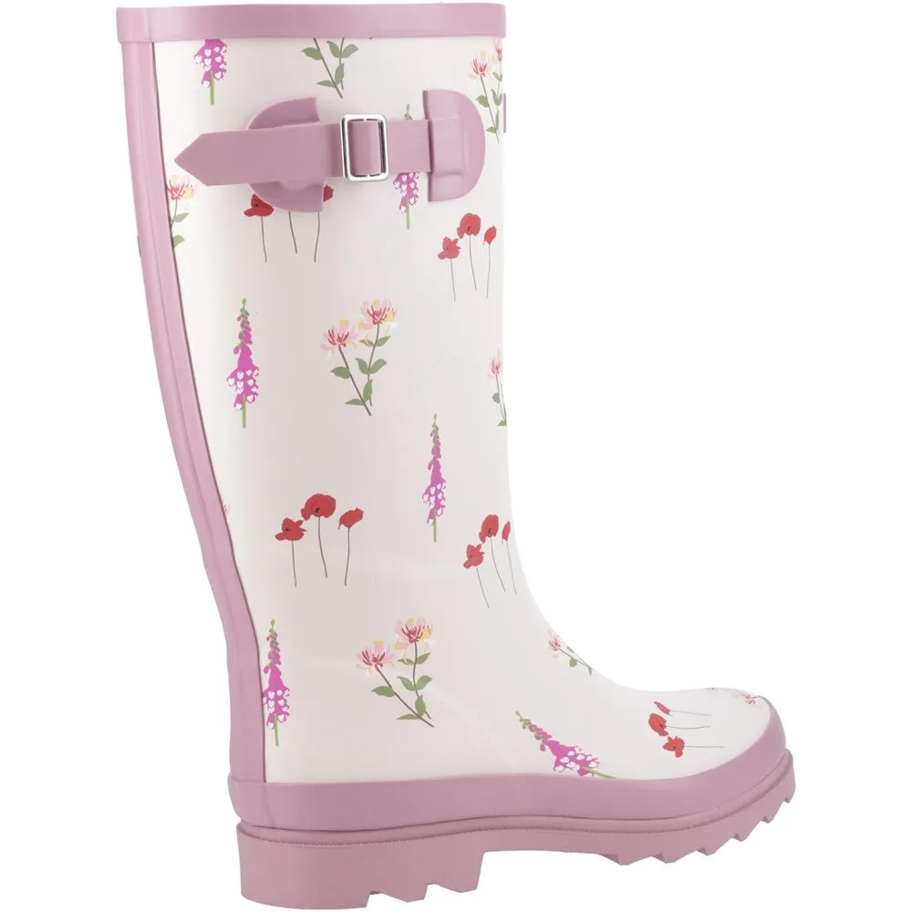 Wildflower Tall Wellingtons Pink Warm Waterproof Slip On Shoes