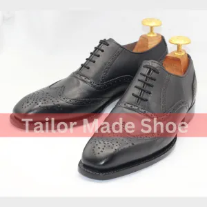 Men's Leather Wingtip Brogues Premium Black Brogue Lace-Up Shoes  Sophistication Redefined  Stylish and Comfortable Georgia Boots Waterproof