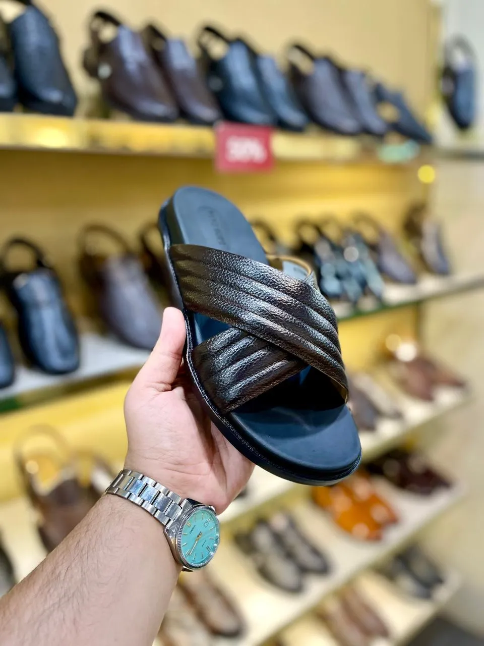 LS Pure Leather Handmade Hazel Stripe - TM Stuffed Slippers