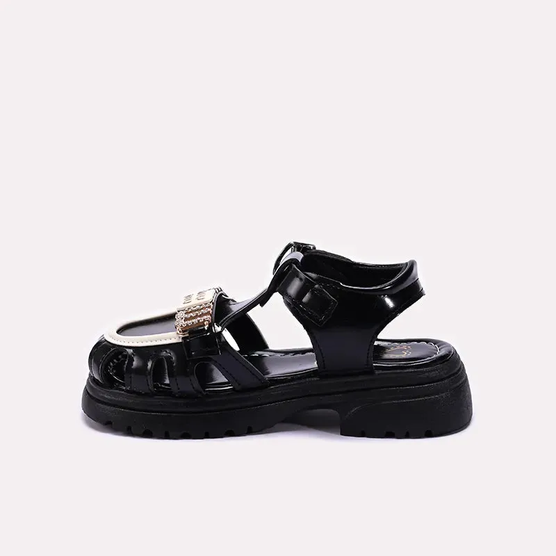 Tie Up Shoes Flat Baby Black Casual Sandal 0721043