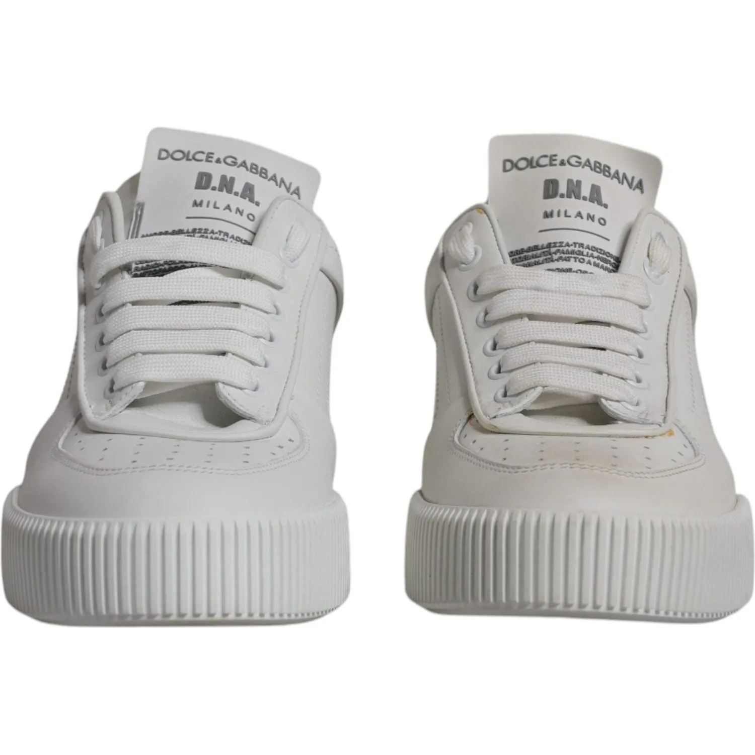 Dolce & Gabbana White Miami Leather Low Top Sneakers Shoes Usa Made Sneakers