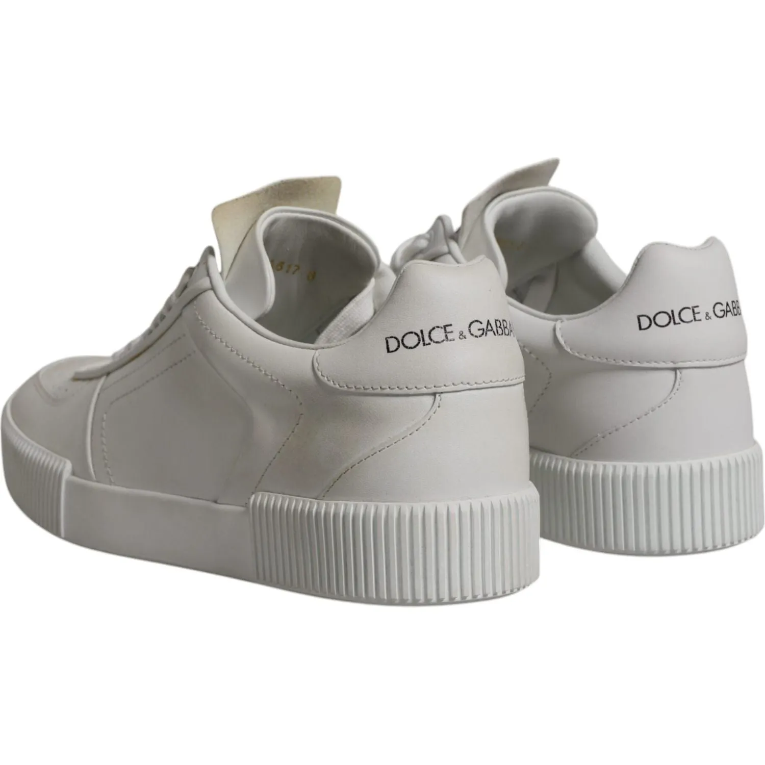 Dolce & Gabbana White Miami Leather Low Top Sneakers Shoes Strawberry Sneakers