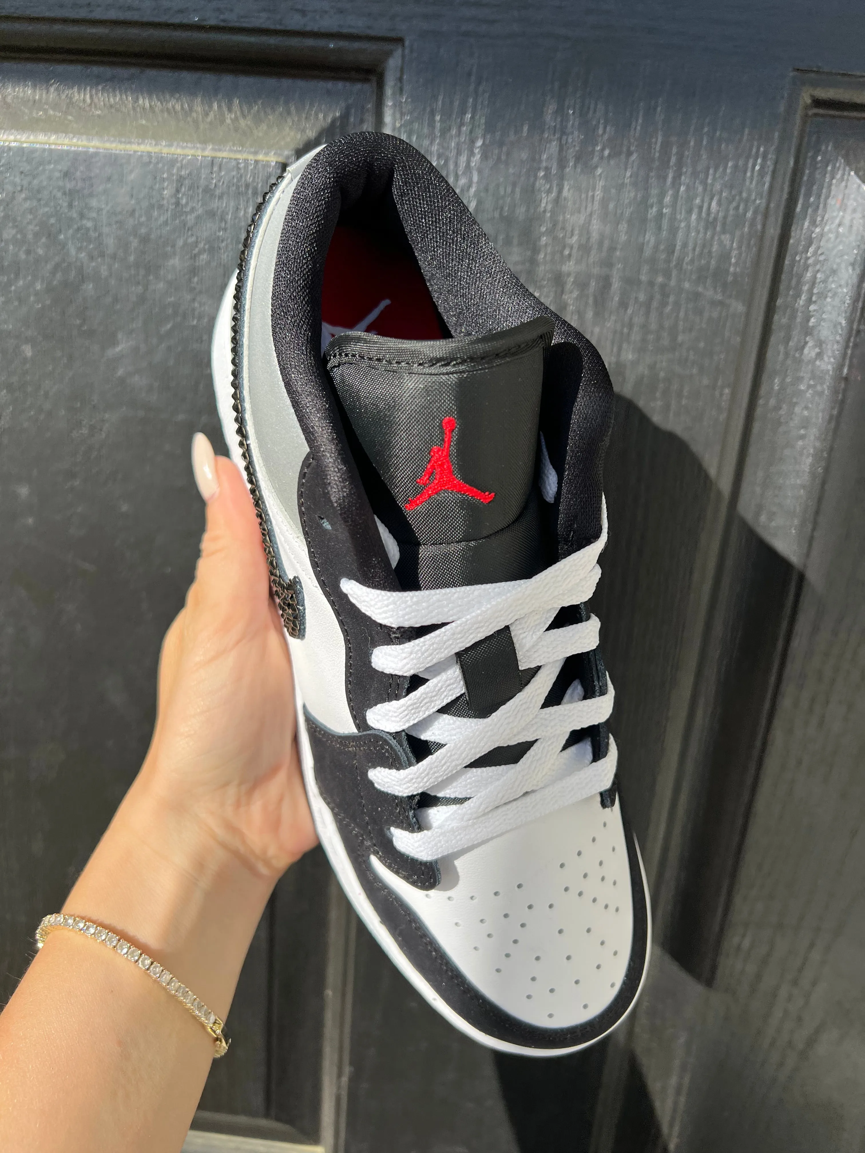 SIZE 9 White Black Metallic Swarovski Womens Air Jordan 1 Low Shoes Adidas Indoor Field Hockey Shoes