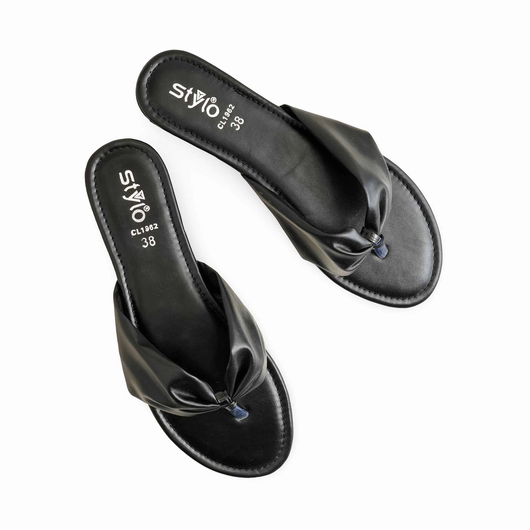 Black Casual Chappal For Women CL1962 Country Casual Shoes