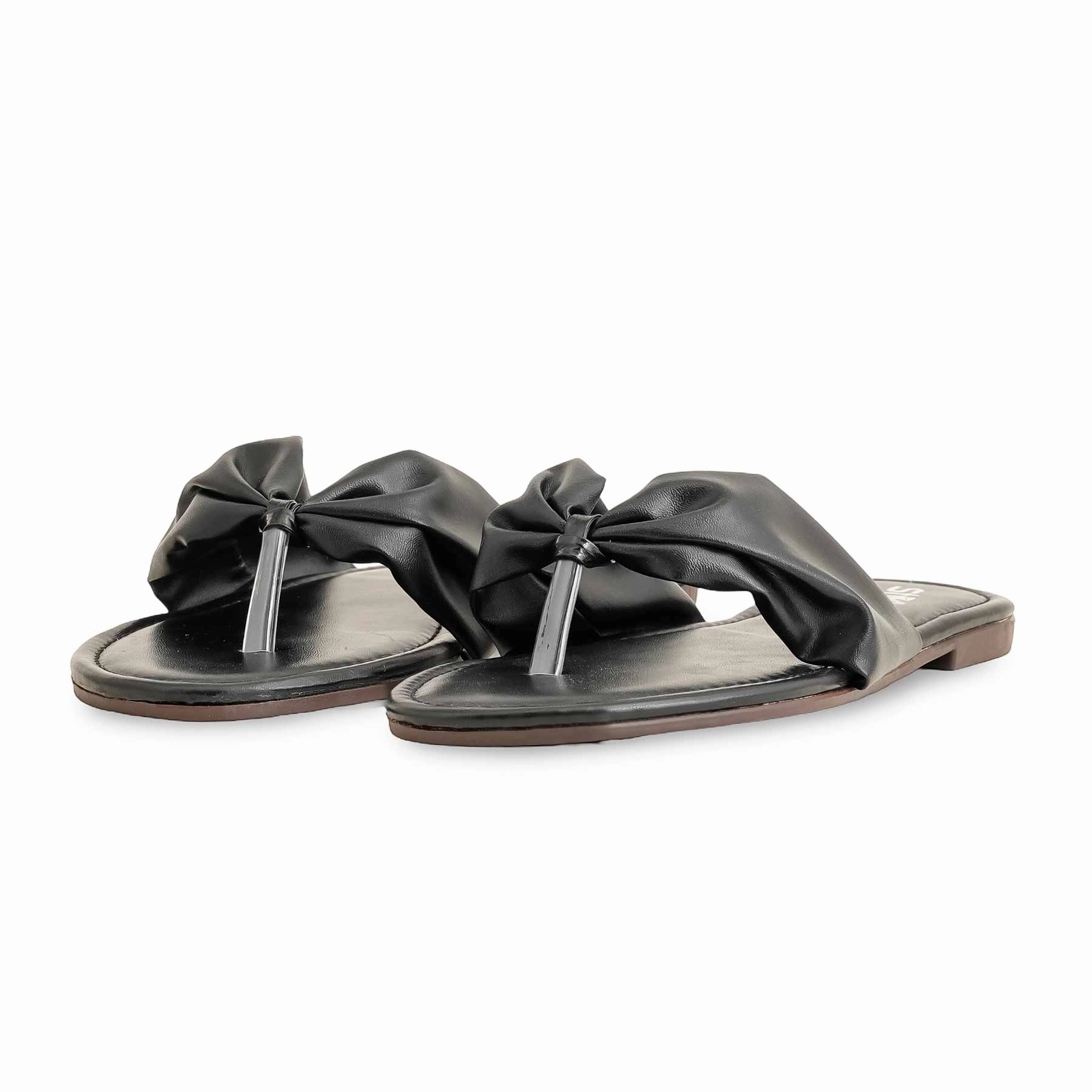 Black Casual Chappal For Women CL1962 Toe Box Casual Dress Shoes