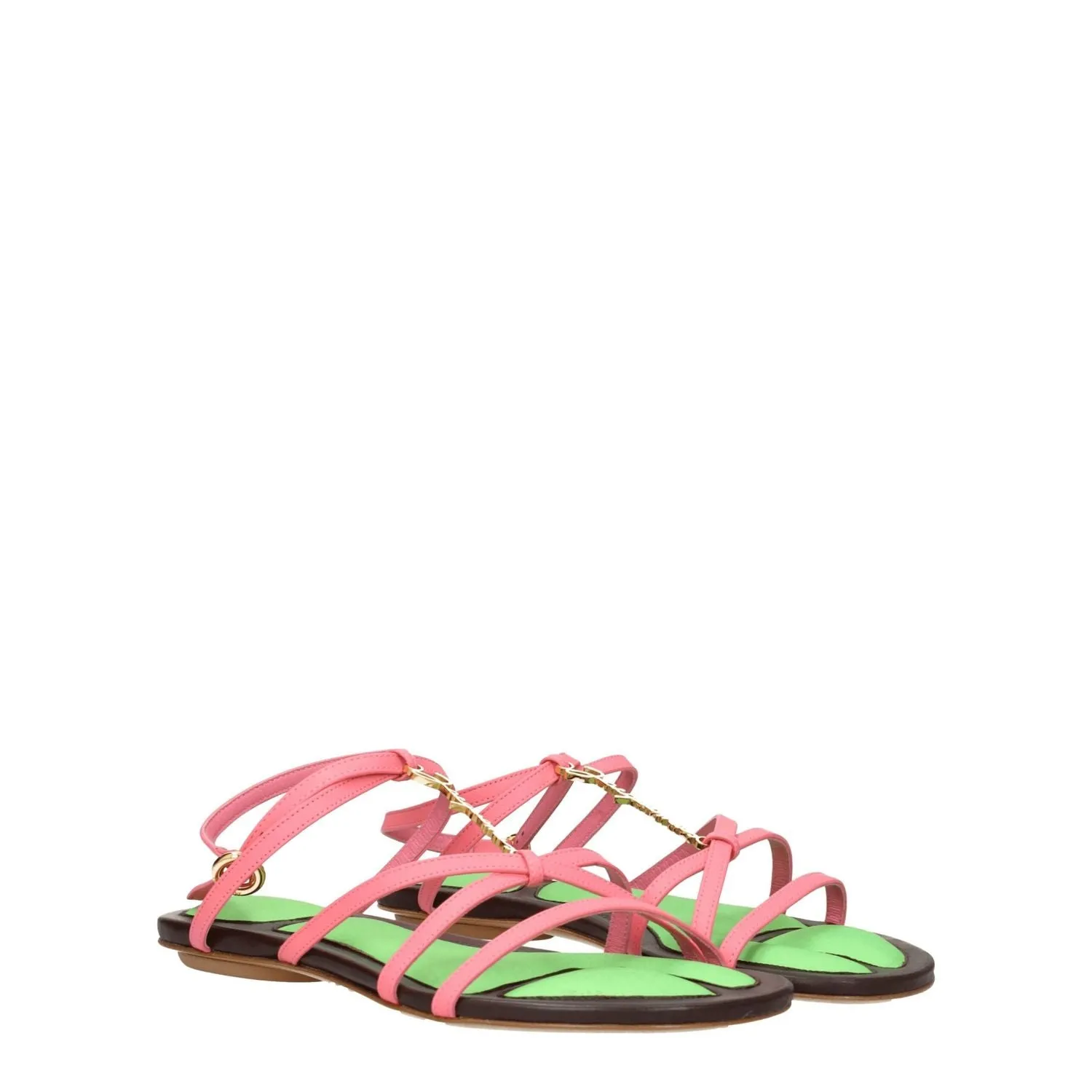 Gel Flat Shoes Jacquemus Pink Leather Flat Sandals