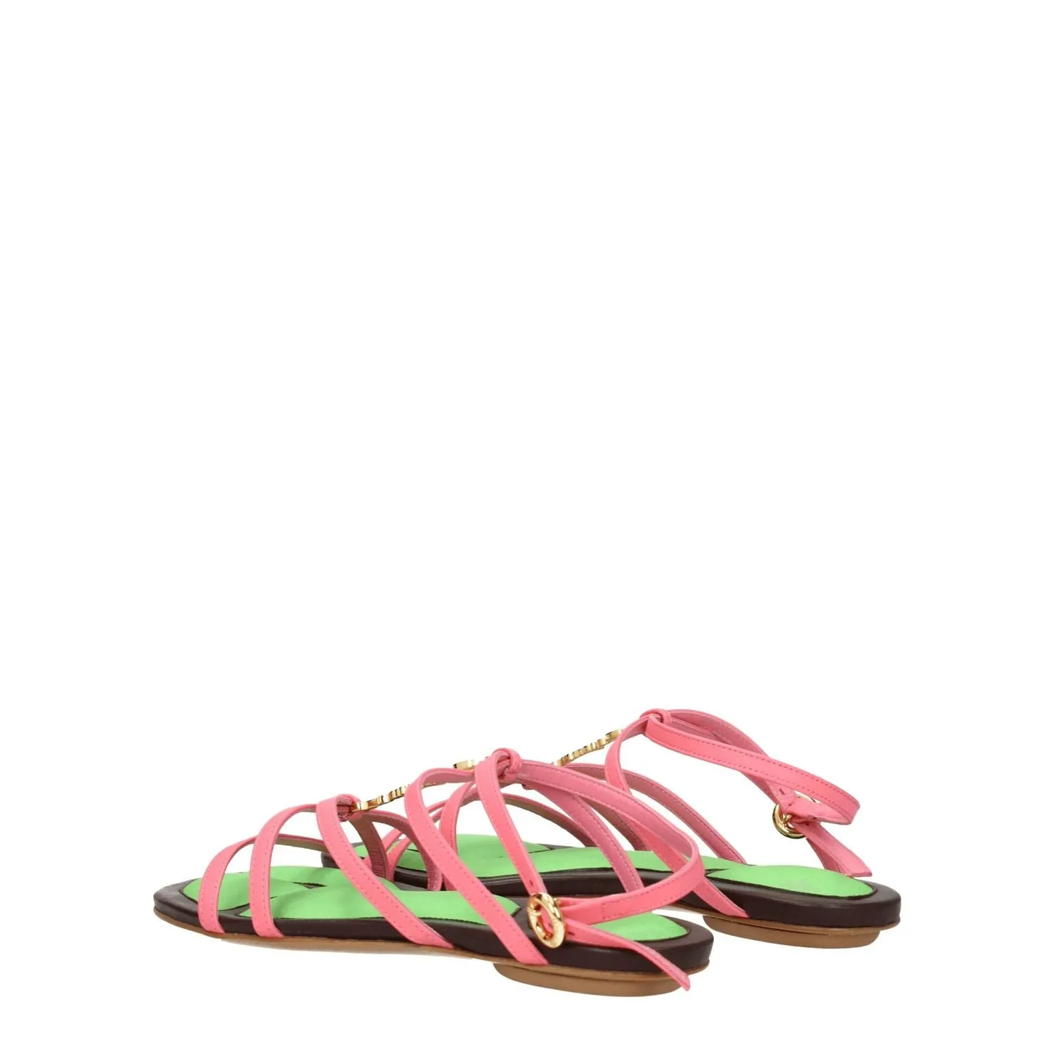 Jacquemus Pink Leather Flat Sandals Jogging Shoes For Flat Feet