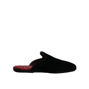 Winter Shoes Flat Pedals Dolce & Gabbana Black Viscose Velvet Slides Flat Slipper Shoes