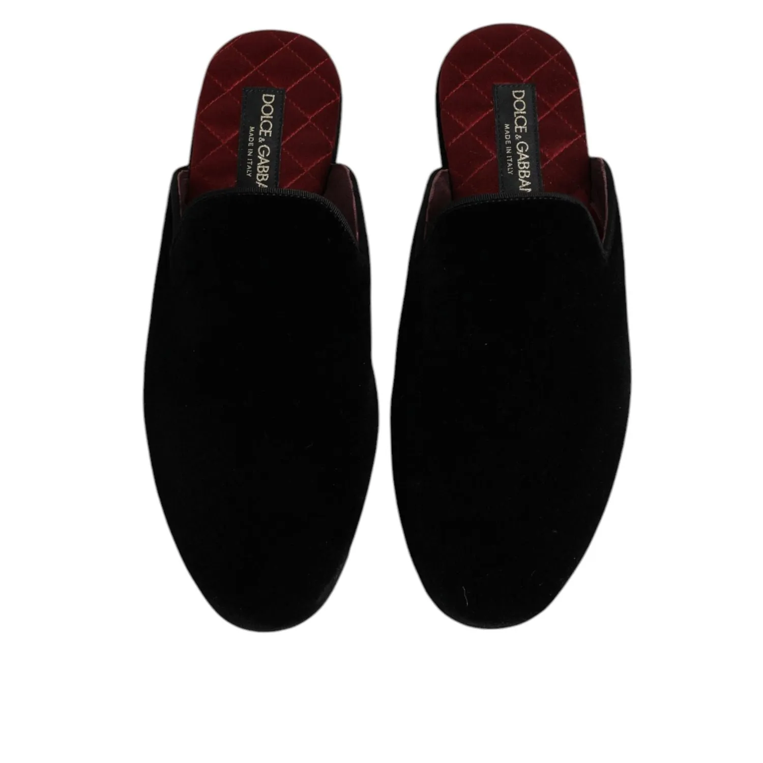 Dolce & Gabbana Black Viscose Velvet Slides Flat Slipper Shoes So Danca Flat Shoes