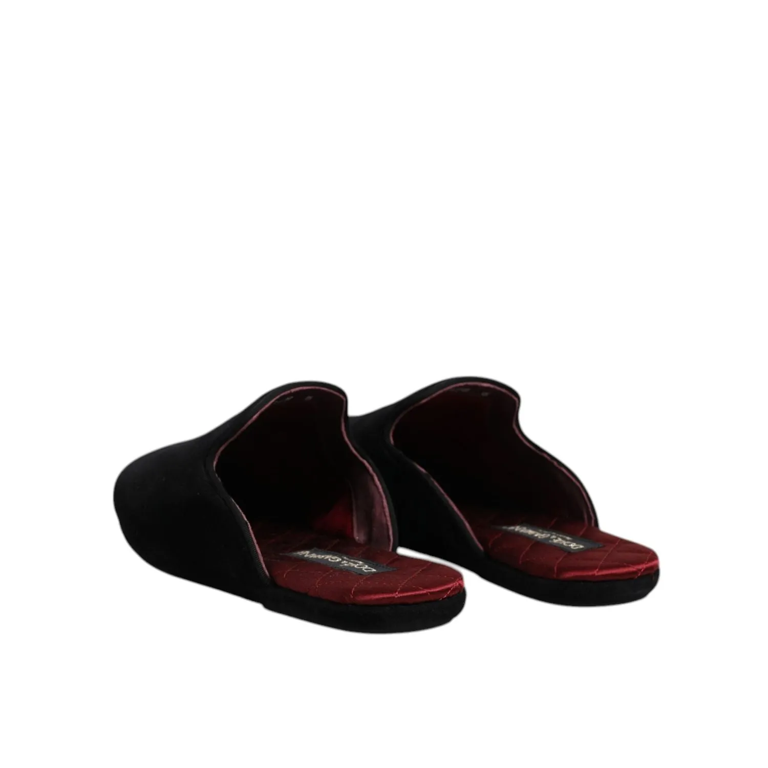 Comfortable Dress Shoes Dolce & Gabbana Black Viscose Velvet Slides Flat Slipper Shoes