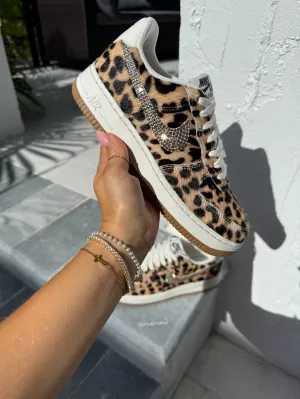 Special Edition Leopard Swarovski Womens Nike Air Force One Adidas Brmd Shoes