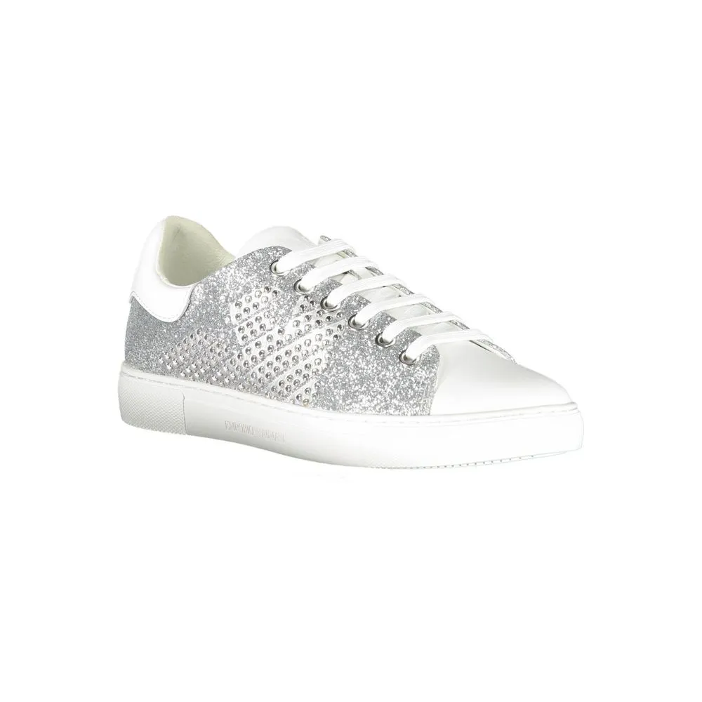 High-top Platform Sneakers Emporio Armani Silver Leather Women Sneaker