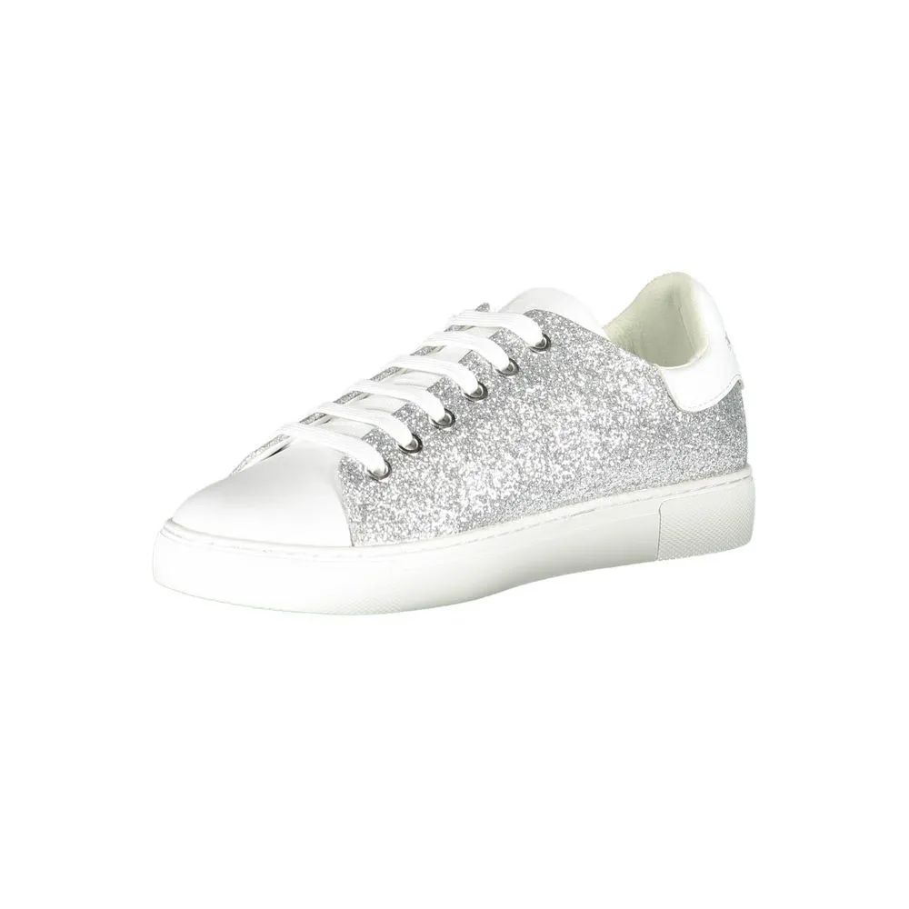 Emporio Armani Silver Leather Women Sneaker Clearance Sale Sneakers