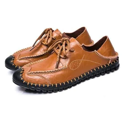Flats Dsw Shoes Men Soft Genuine Leather Flat Loafers Lace Up Leather Shoes