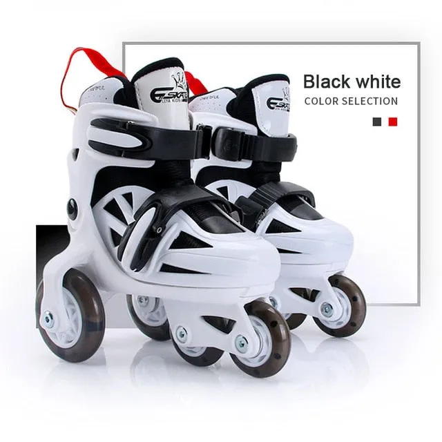 Kids 4 Wheel Roller Skates Double Brakes Adjustable Breathable Flash Skating Shoes Beginners Anti-fall Roller Skates With Suit Shoes That Have Roller Skates