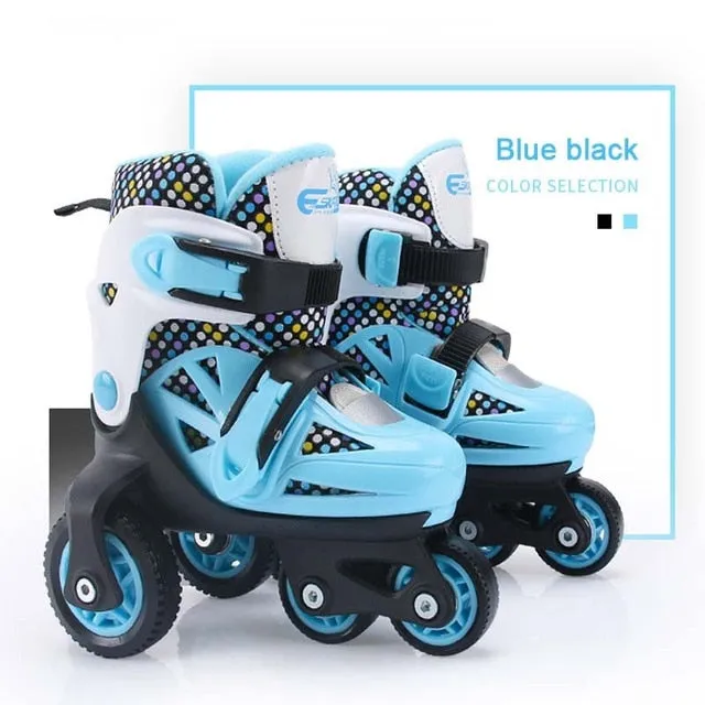 Good High Top Skate Kids 4 Wheel Roller Skates Double Brakes Adjustable Breathable Flash Skating Shoes Beginners Anti-fall Roller Skates With Suit
