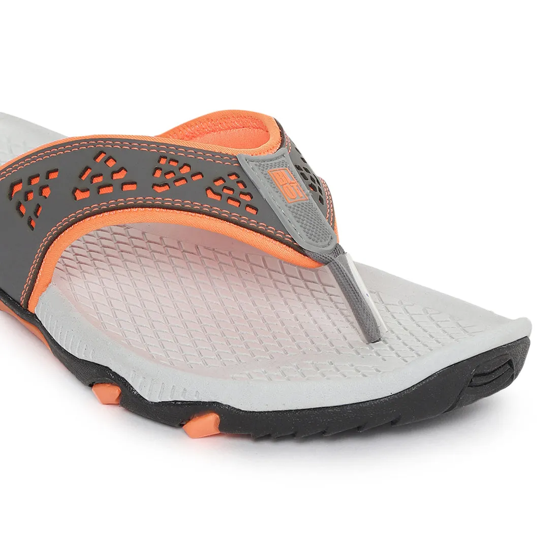Bethany Flip Flops Paragon Grey and Orange Ultra-Durable Everyday Flip Flops for Men