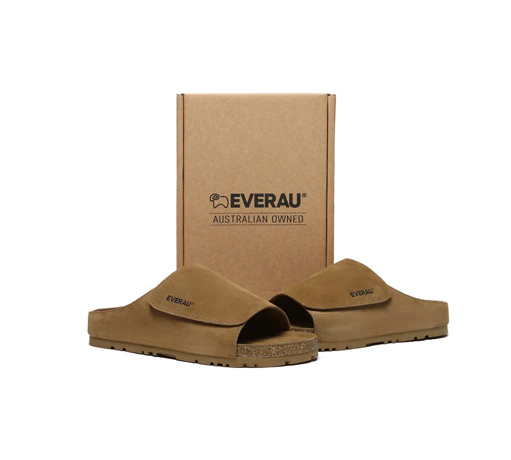 EVERAU Men Adjustable Embossed Slip-on Summer Slides Large Size Justice Shoe Collection Flats