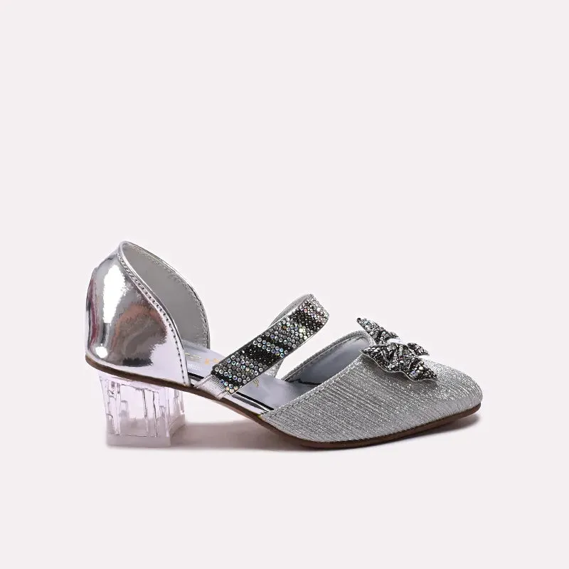 Peach Flats Shoes Silver Fancy Pumps 0710570