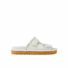 The Most Comfortable Flat Shoes Bottega Veneta White Lamb Leather Flat Sandals
