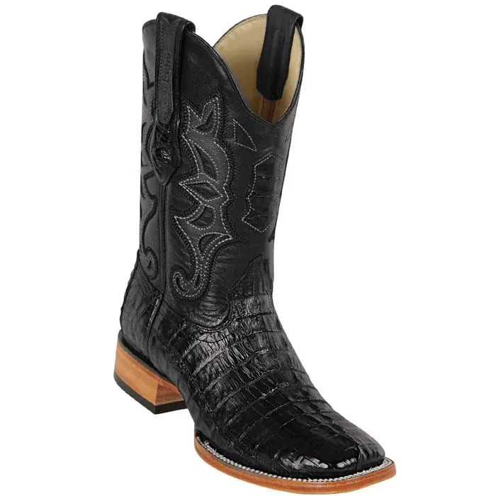 Garmont Military Boots Los Altos Boots - Mens Dress Cowboy Boot - Low Priced Black Square Toe Caiman Tail Boots- in Black