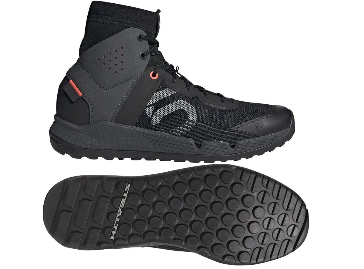 Adidas Turf Shoes Soccer Five Ten Trailcross Mid Pro MTB Shoe - Core Black-Gray Two-Solar Red