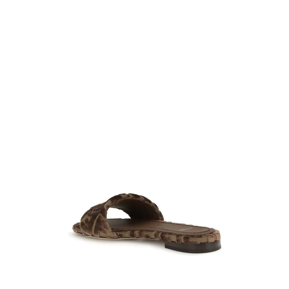 Fendi Brown Viscose Flat Sandals Best Mtb Shoes For Wide Feet