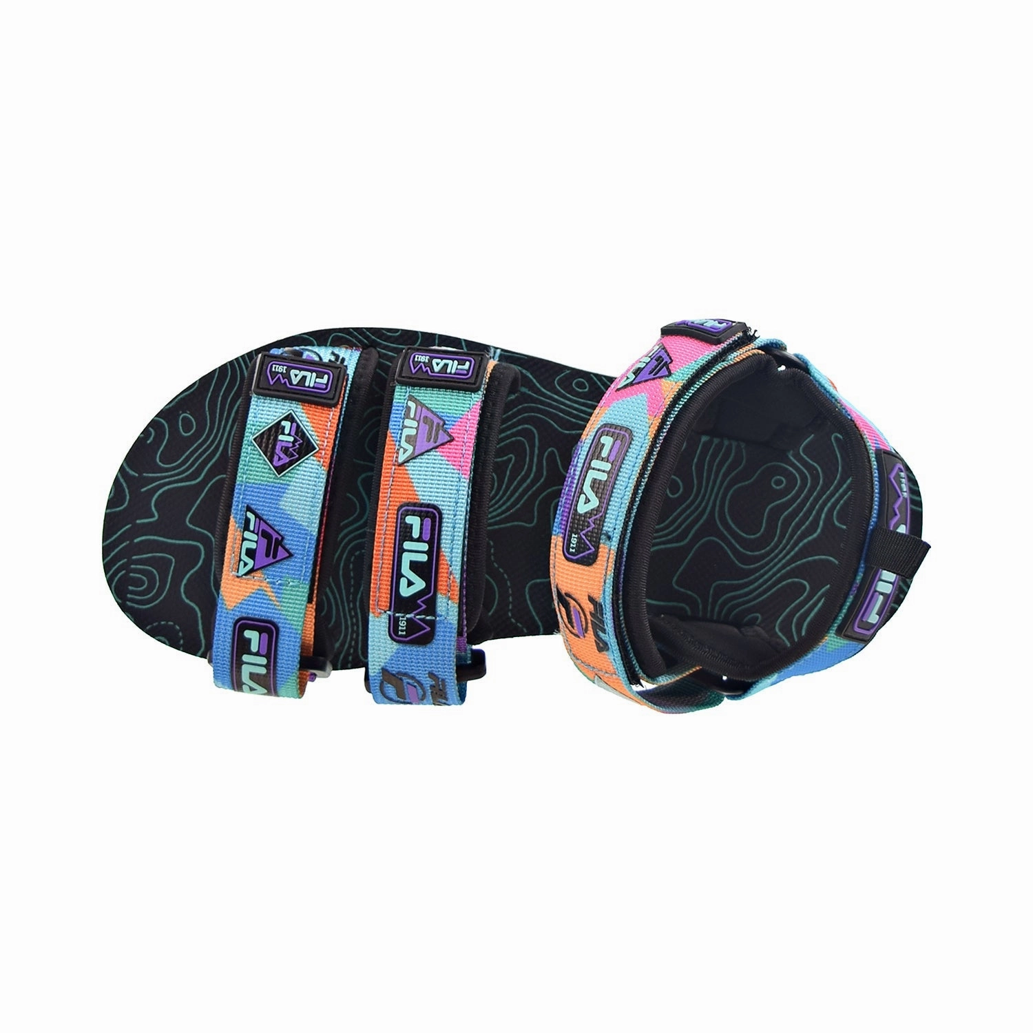 Fila Drifter DNS '90s Hiking Men's Sandals Black-Electric Purple-Red Orange Best Hiking Shoes For Slippery Rocks