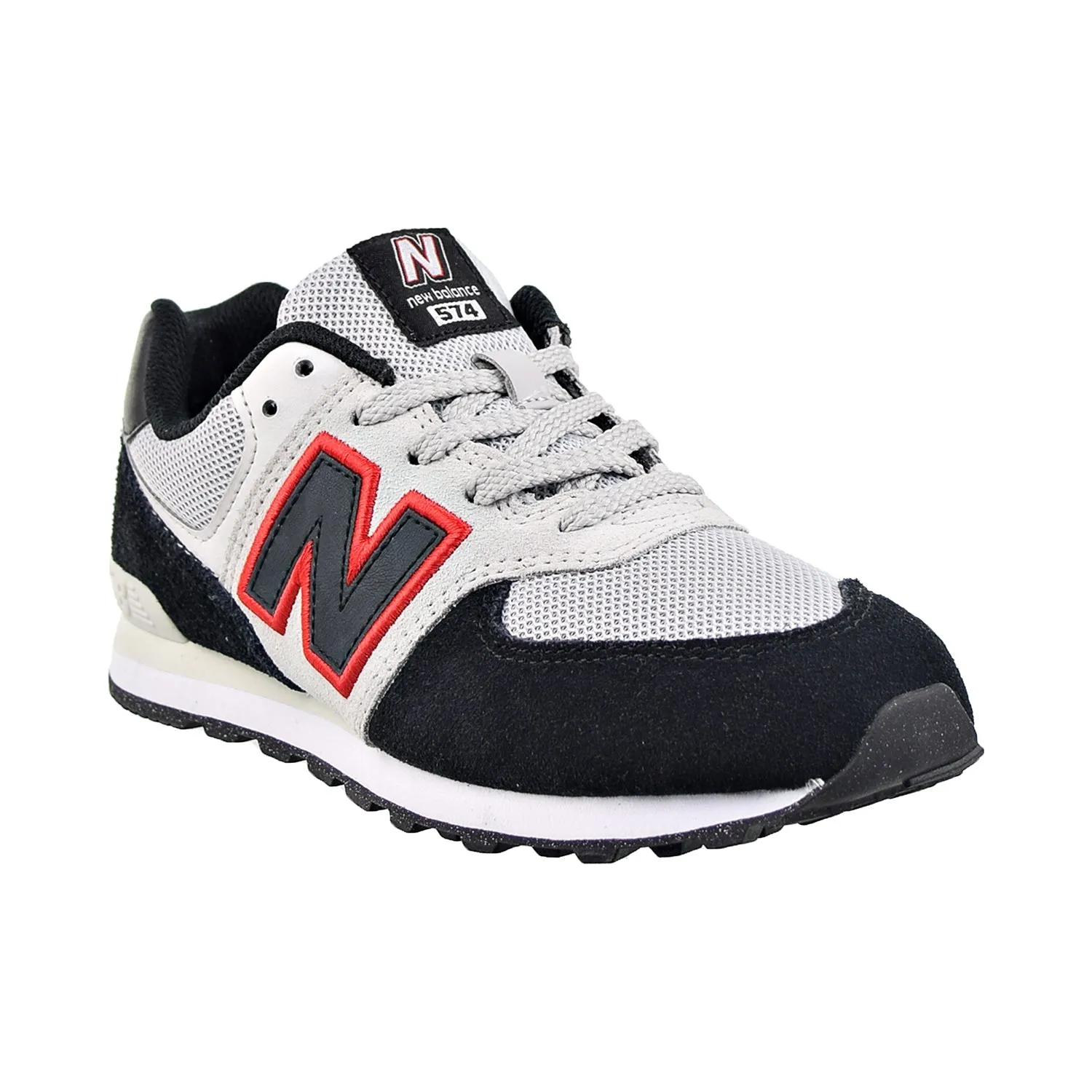 New Balance 574 Big Kids' Shoes White-Black-Red Running Shoes Clipart