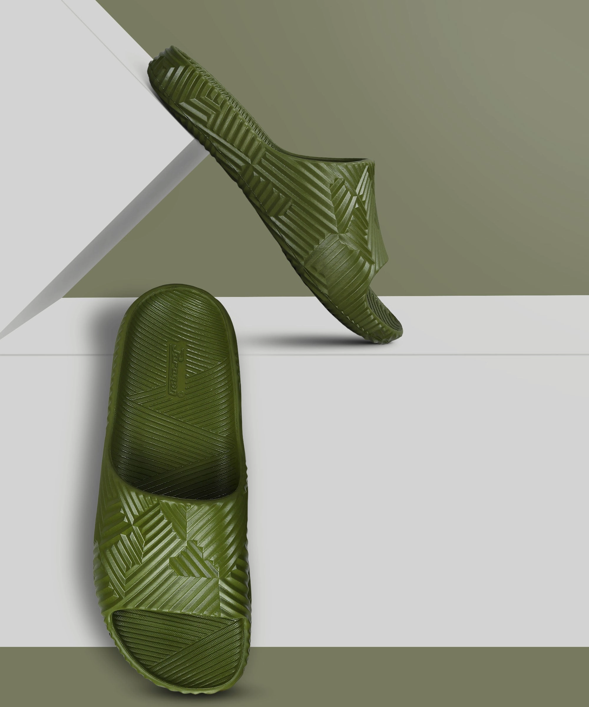 Fringe Flip Flops Paragon EVK10924G Men's Waterproof Olive Sliders with Comfortable Sole