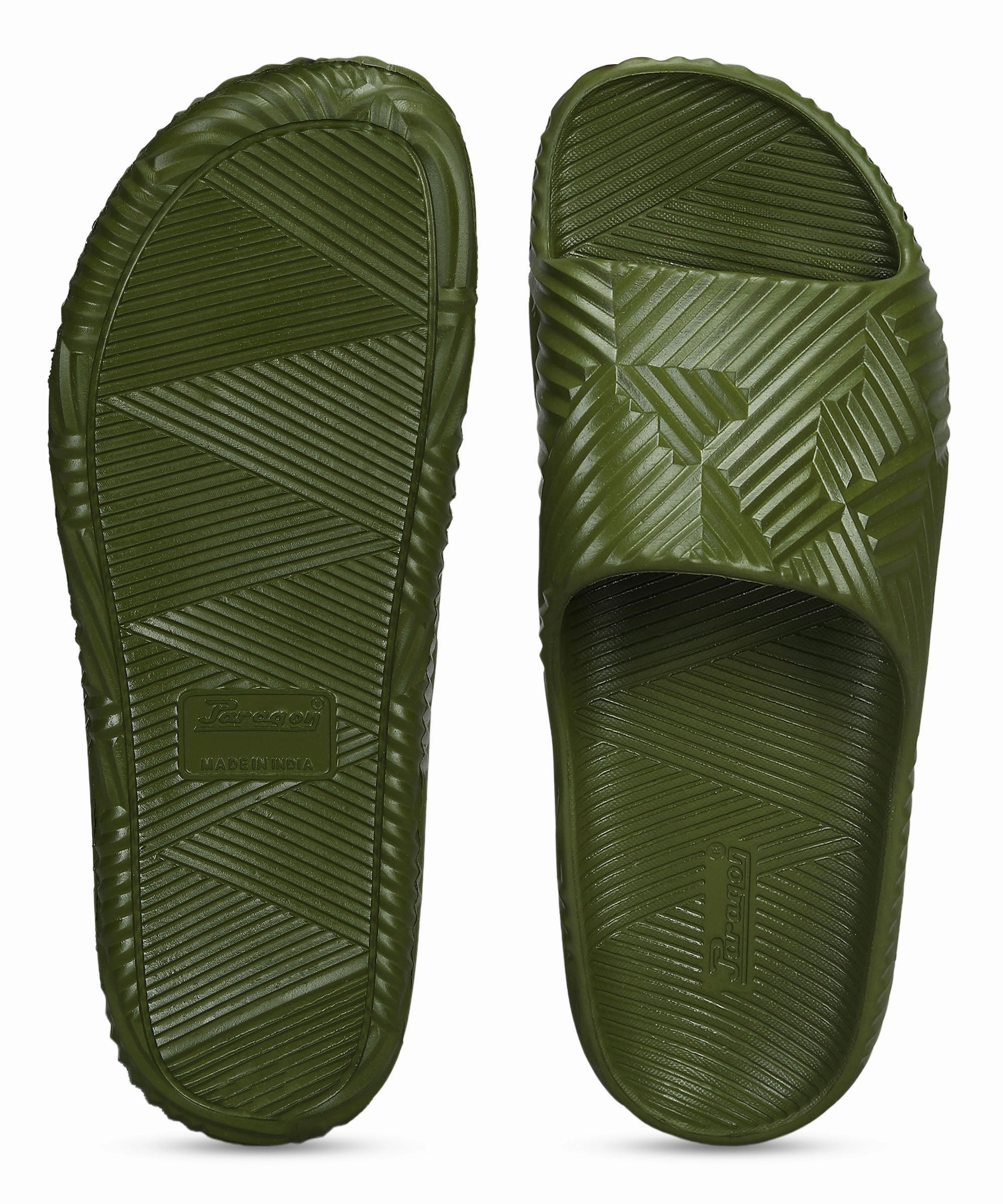 Paragon EVK10924G Men's Waterproof Olive Sliders with Comfortable Sole Floppy Flip Flops