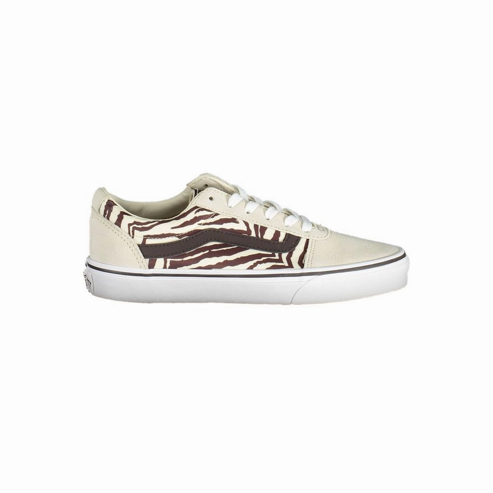 Sporty Casual Shoes Vans Beige Leather Women Sneaker