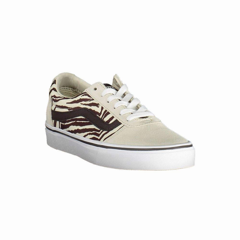 Vans Beige Leather Women Sneaker Casual 10 And 1-2 Shoes