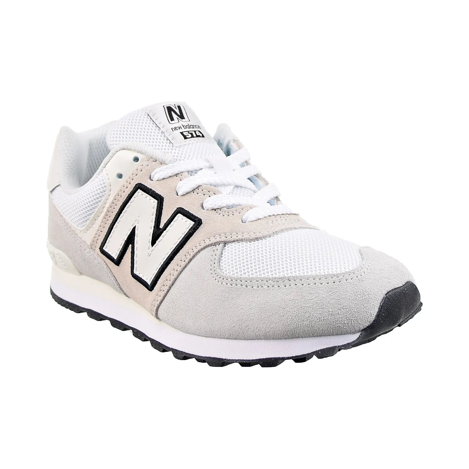 New Balance 574 Big Kids' Shoes Grey-White Running Shoes Com